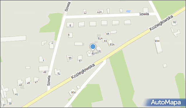 Myszków, Koziegłowska, 53, mapa Myszków