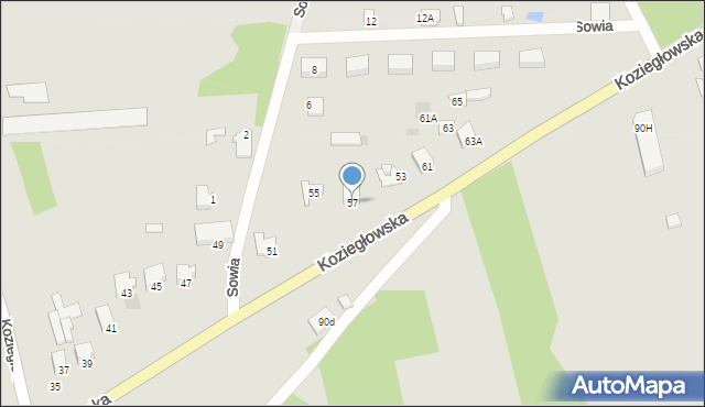 Myszków, Koziegłowska, 57, mapa Myszków