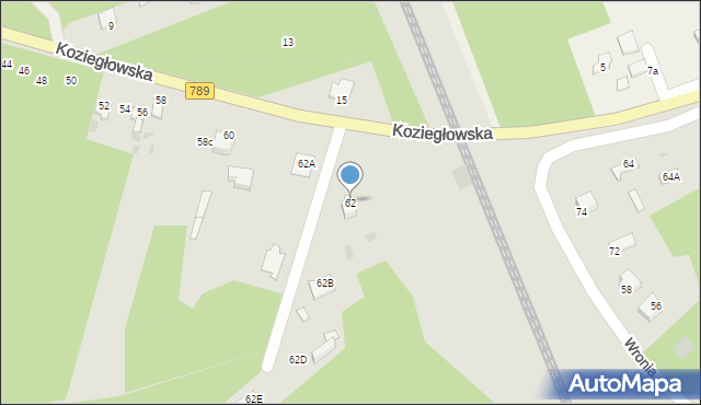 Myszków, Koziegłowska, 62, mapa Myszków