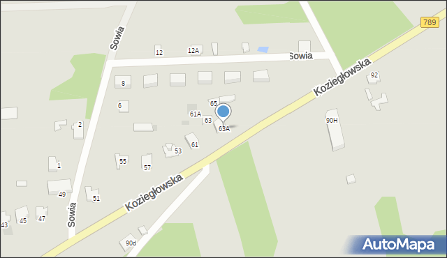 Myszków, Koziegłowska, 63A, mapa Myszków