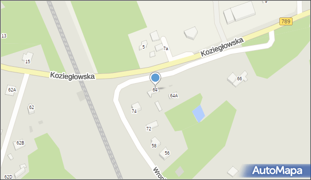 Myszków, Koziegłowska, 64, mapa Myszków