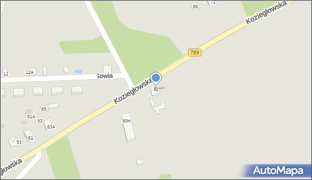 Myszków, Koziegłowska, 92, mapa Myszków