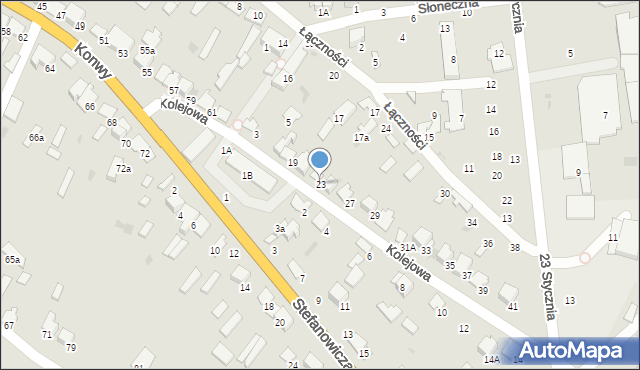 Myszyniec, Kolejowa, 23, mapa Myszyniec