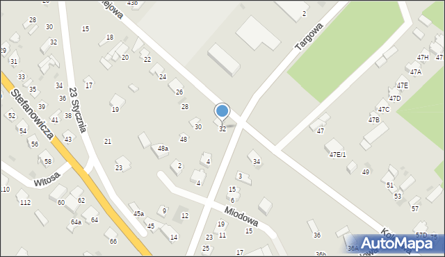 Myszyniec, Kolejowa, 32, mapa Myszyniec