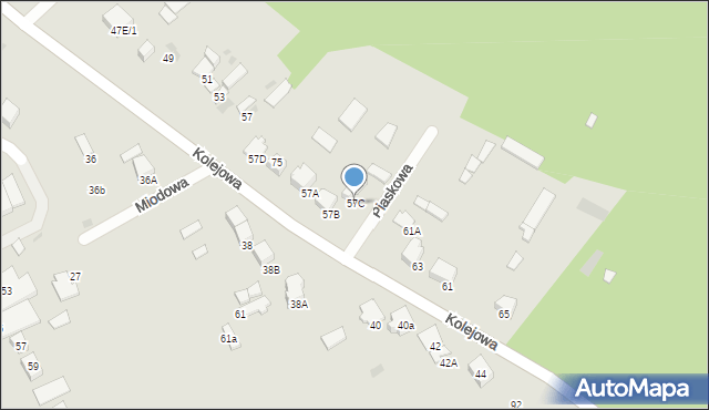 Myszyniec, Kolejowa, 57C, mapa Myszyniec