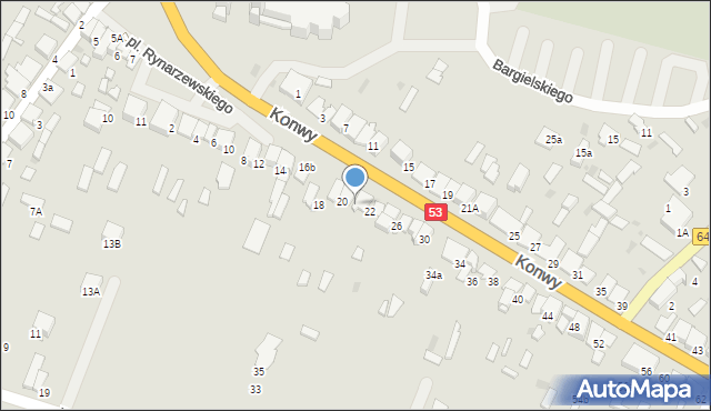 Myszyniec, Konwy Stacha, 20A, mapa Myszyniec