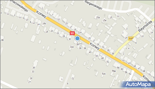 Myszyniec, Konwy Stacha, 34, mapa Myszyniec