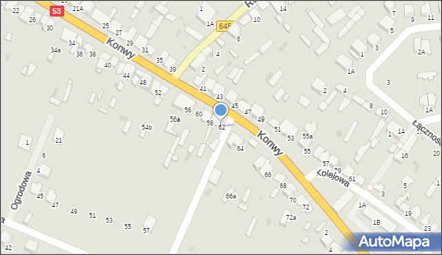 Myszyniec, Konwy Stacha, 62, mapa Myszyniec