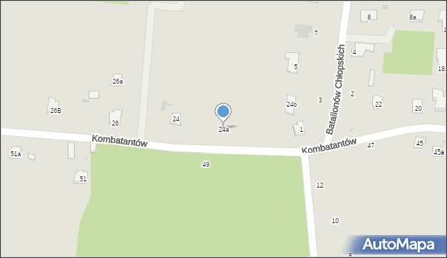 Nałęczów, Kombatantów, 24a, mapa Nałęczów
