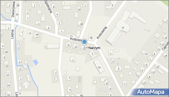 Narzym, Kościelna, 12, mapa Narzym