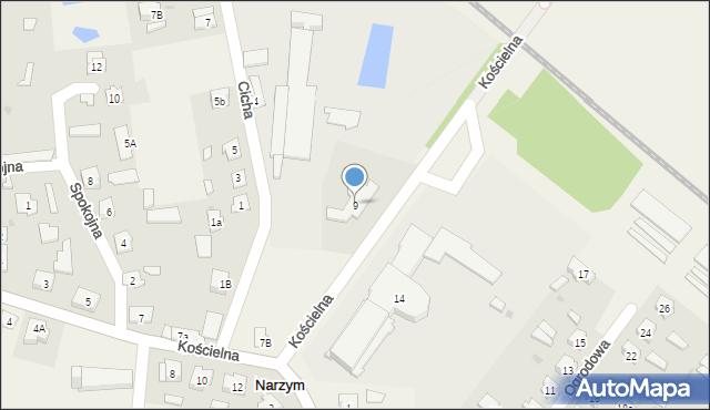 Narzym, Kościelna, 9, mapa Narzym