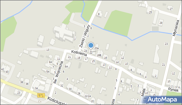 Nasielsk, Kościelna, 22, mapa Nasielsk
