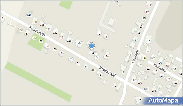 Nasielsk, Kościuszki Tadeusza, gen., 124, mapa Nasielsk