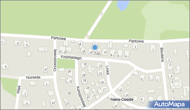Nekla, Kosińskiego Antoniego, gen., 12a, mapa Nekla