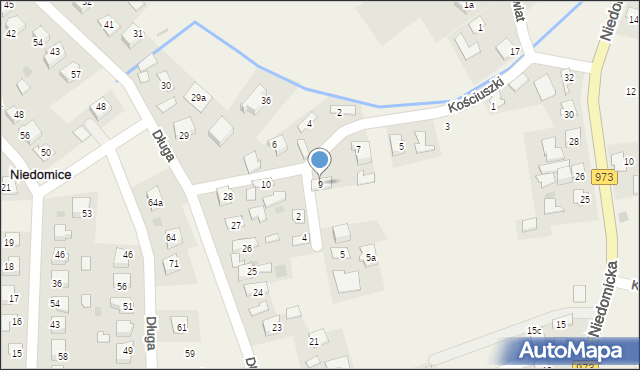 Niedomice, Kościuszki Tadeusza, gen., 9, mapa Niedomice