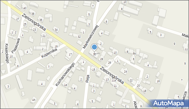 Niedoradz, Kochanowskiego Jana, 30, mapa Niedoradz