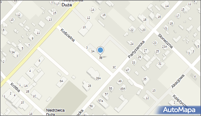 Niedrzwica Duża, Kościelna, 3B, mapa Niedrzwica Duża