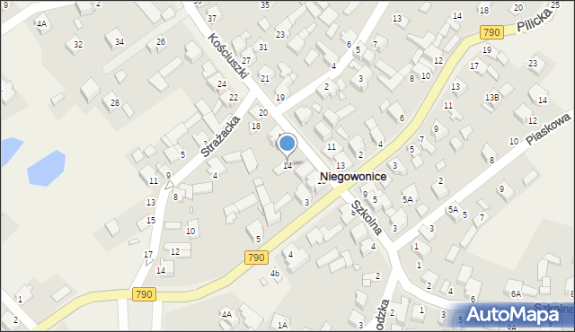 Niegowonice, Kościuszki Tadeusza, gen., 14, mapa Niegowonice