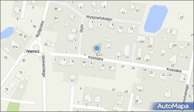 Niemcz, Kossaka Wojciecha, 5, mapa Niemcz