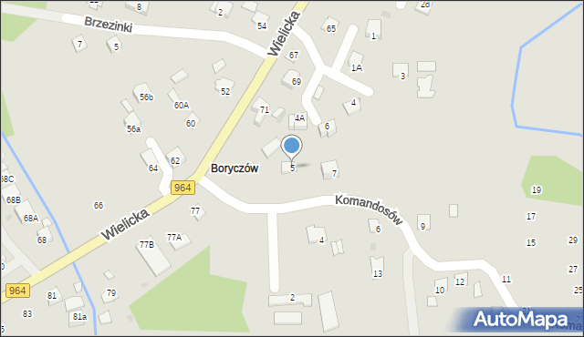 Niepołomice, Komandosów, 5, mapa Niepołomice