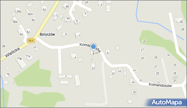 Niepołomice, Komandosów, 6, mapa Niepołomice