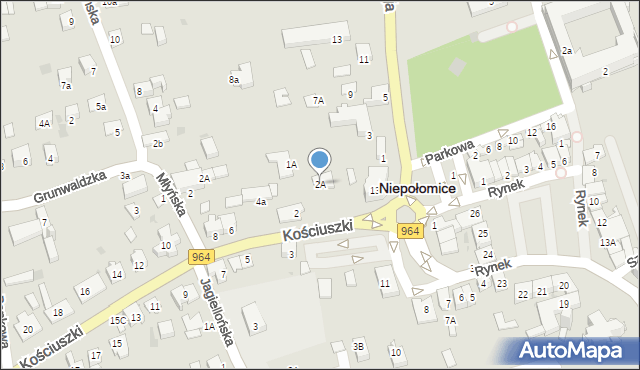 Niepołomice, Kościuszki Tadeusza, gen., 2A, mapa Niepołomice
