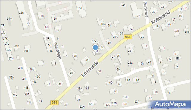 Niepołomice, Kościuszki Tadeusza, gen., 34A, mapa Niepołomice