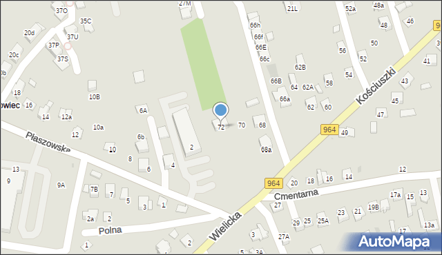 Niepołomice, Kościuszki Tadeusza, gen., 72, mapa Niepołomice