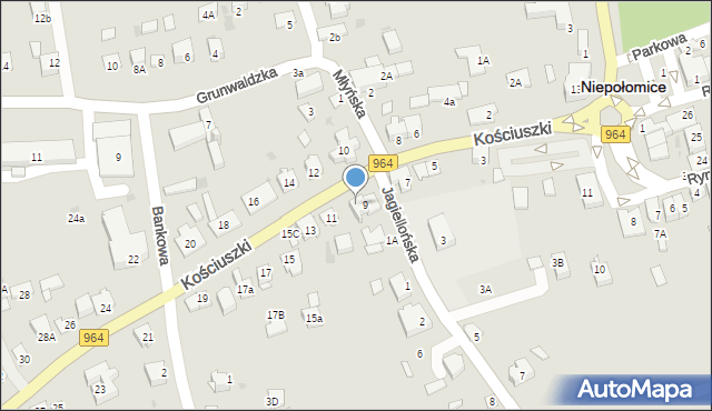 Niepołomice, Kościuszki Tadeusza, gen., 9A, mapa Niepołomice