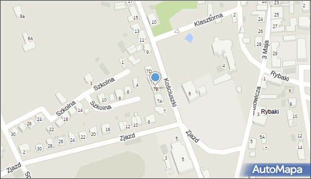Nieszawa, Kościuszki Tadeusza, gen., 7B, mapa Nieszawa