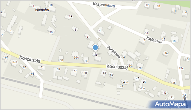 Nietków, Kościuszki Tadeusza, gen., 34, mapa Nietków