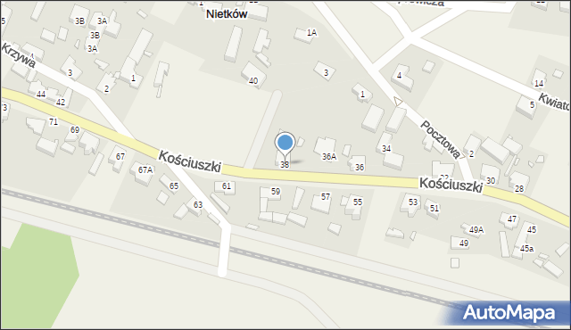 Nietków, Kościuszki Tadeusza, gen., 38, mapa Nietków