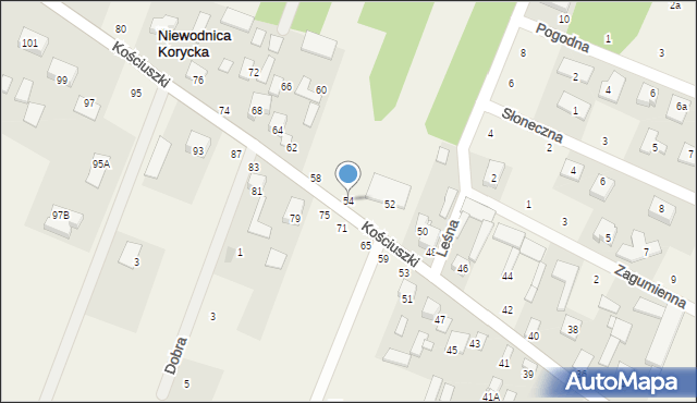 Niewodnica Korycka, Kościuszki Tadeusza, gen., 54, mapa Niewodnica Korycka