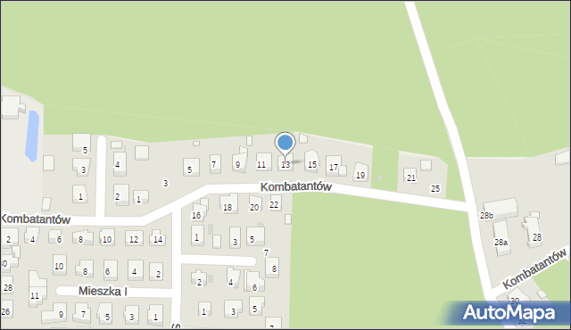 Nowa Sól, Kombatantów, 13, mapa Nowa Sól