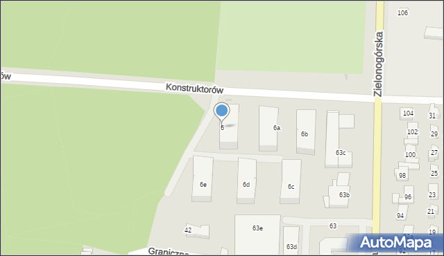 Nowa Sól, Konstruktorów, 6, mapa Nowa Sól