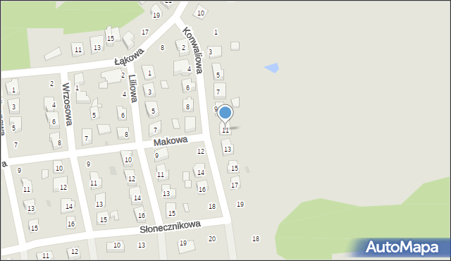 Nowa Sól, Konwaliowa, 11, mapa Nowa Sól