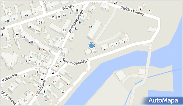 Nowa Sól, Korzeniowskiego, 1B, mapa Nowa Sól