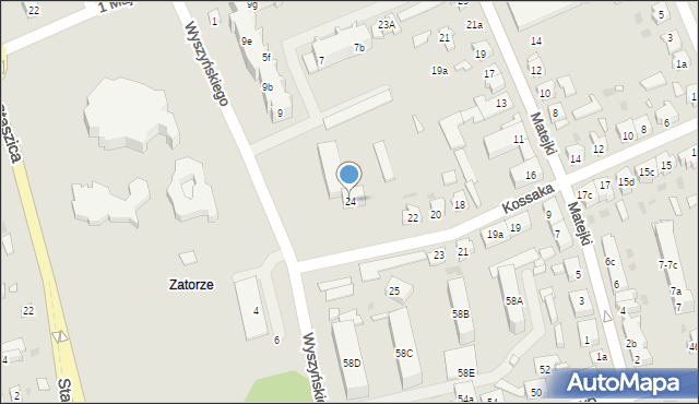 Nowa Sól, Kossaka, 24, mapa Nowa Sól