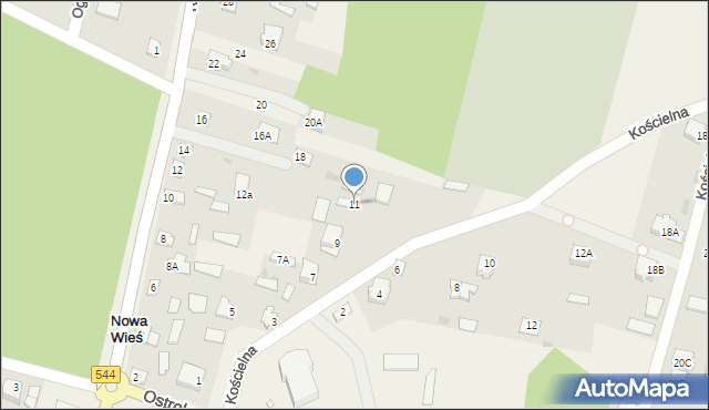 Nowa Wieś, Kościelna, 11, mapa Nowa Wieś