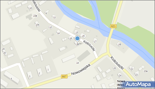 Nowa Wieś Ełcka, Kościuszki Tadeusza, gen., 18, mapa Nowa Wieś Ełcka