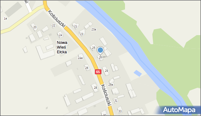 Nowa Wieś Ełcka, Kościuszki Tadeusza, gen., 27, mapa Nowa Wieś Ełcka