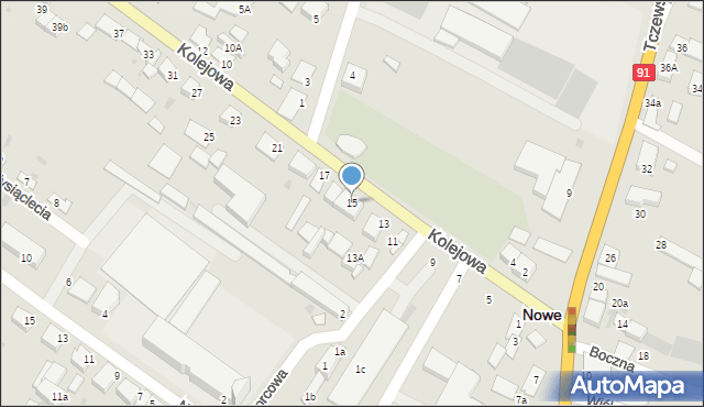 Nowe, Kolejowa, 15, mapa Nowe