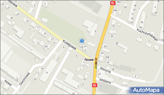 Nowe, Kolejowa, 4, mapa Nowe