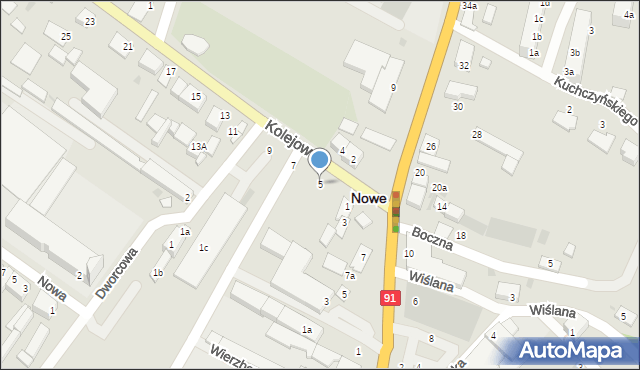 Nowe, Kolejowa, 5, mapa Nowe