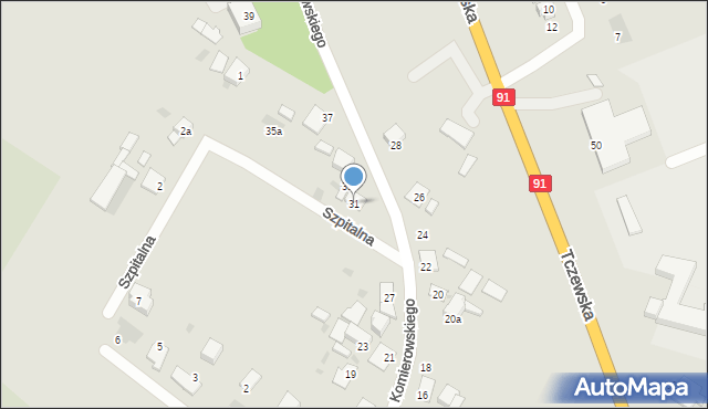Nowe, Komierowskiego, gen., 31, mapa Nowe