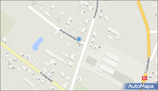 Nowe, Komierowskiego, gen., 9, mapa Nowe