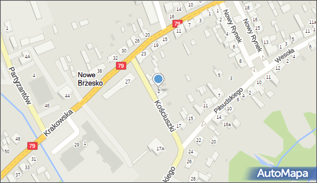 Nowe Brzesko, Kościuszki Tadeusza, gen., 2, mapa Nowe Brzesko
