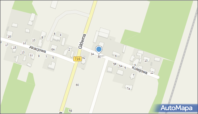 Nowe Chrusty, Kolejowa, 3C, mapa Nowe Chrusty