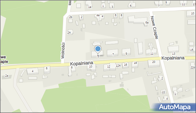 Nowe Czaple, Kopalniana, 5, mapa Nowe Czaple
