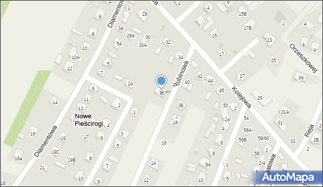 Nowe Pieścirogi, Kolejowa, 36, mapa Nowe Pieścirogi